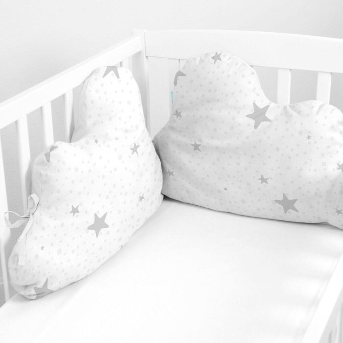 Protector de Cuna HappyFriday Basic Kids Little star Gris 60 x 40 cm 2 Protector de Cuna HappyFriday Basic Kids Little star Gris 60 x 40 cm 2