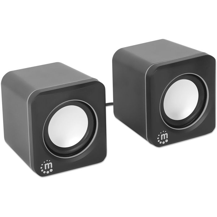 MANHATTAN Lautsprecher fr PC und Laptop 2600 Series zwei verbundene Lautsprecher 1.4 m USB-Kabel USB-C/USB-A-Adapter schwarz/silber 1