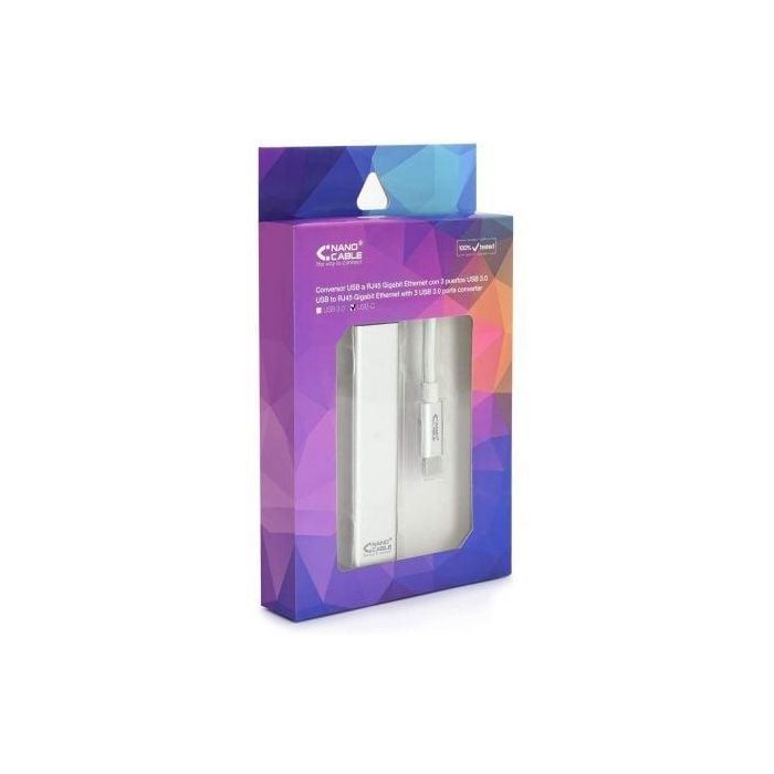 Nanocable 10.03.0404 Conversor Hub USB-C a Ethernet Gigabit RJ45 con 3 Puertos USB 3.0, Plug & Play para PC/Mac/Linux, Plata 2