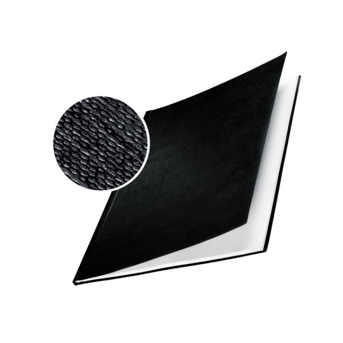 Leitz Tapa de Encuadernacion Channel Rigida 73960095 Negro Lomo 24,5 mm Capacidad 245 Hojas Din A4 Carton Gofrado Lino 1,70 mm 1