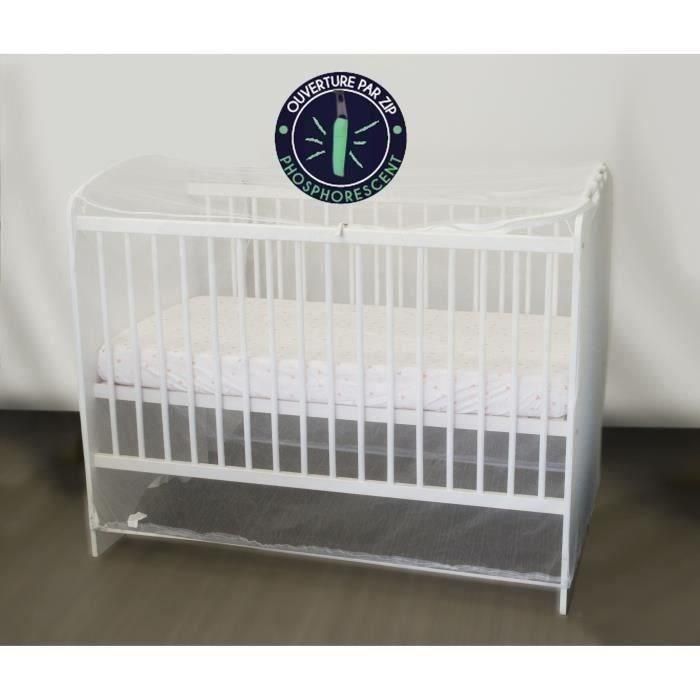 Domiva Mosquitera Funda Adaptable para Cunas 60x120 y 70x140 cm, 100% Poliéster, Cremallera que Brilla en la Oscuridad, Blanco