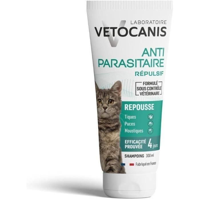 Vetocanis Champú Antipulgas y Anti-garrapatas para Gato con Extracto Vegetal - Repelente - 300ml