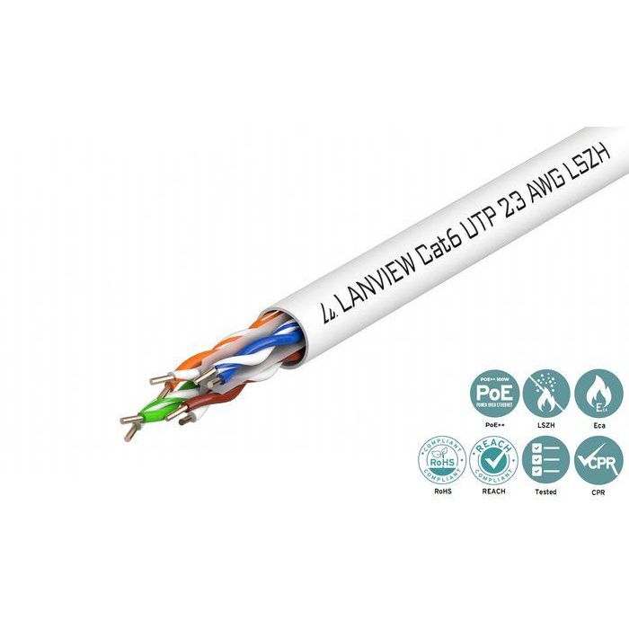 Lanview 305m Cat6 U-UTP cable 4x2xAWG23 LSZH white 1 Lanview 305m Cat6 U-UTP cable 4x2xAWG23 LSZH white 1