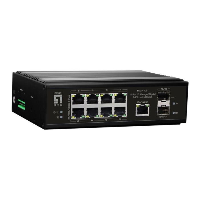 LevelOne IGP-1061 Switch Gestionado L2 8 Puertos Gigabit Ethernet 2 SFP 240W 8xPoE+ Industrial -40 a 75°C 0 LevelOne IGP-1061 Switch Gestionado L2 8 Puertos Gigabit Ethernet 2 SFP 240W 8xPoE+ Industrial -40 a 75°C 0