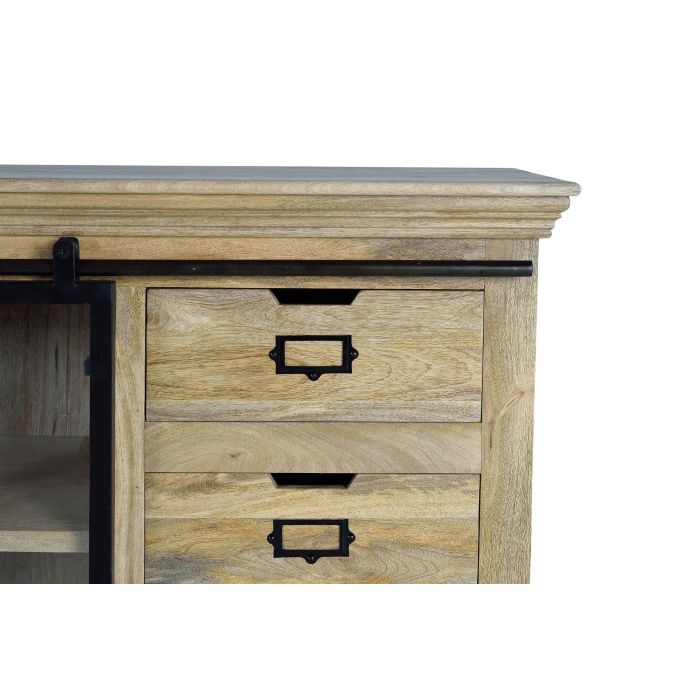 Giner y Colomer Aparador de Madera de Mango y Metal, 180 cm, Color Natural con Puertas Negras 3 Giner y Colomer Aparador de Madera de Mango y Metal, 180 cm, Color Natural con Puertas Negras 3