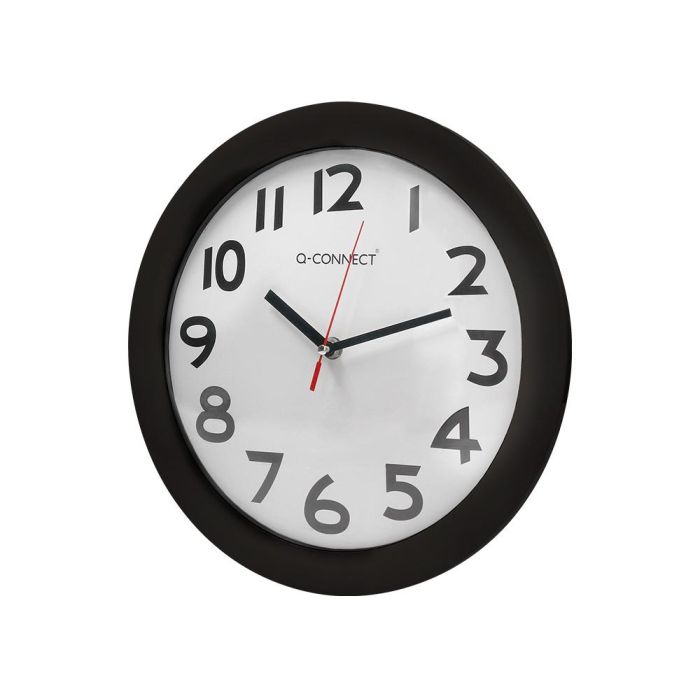 Reloj Q-Connect De Pared Plastico Oficina Redondo 30 cm Marco Negro 2