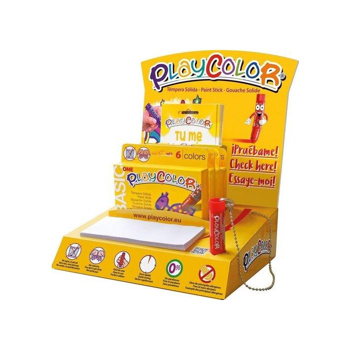 Tempera Instant Solida Playcolor One 10Gr. (Estuche De 6 Colores) Expositor De 6