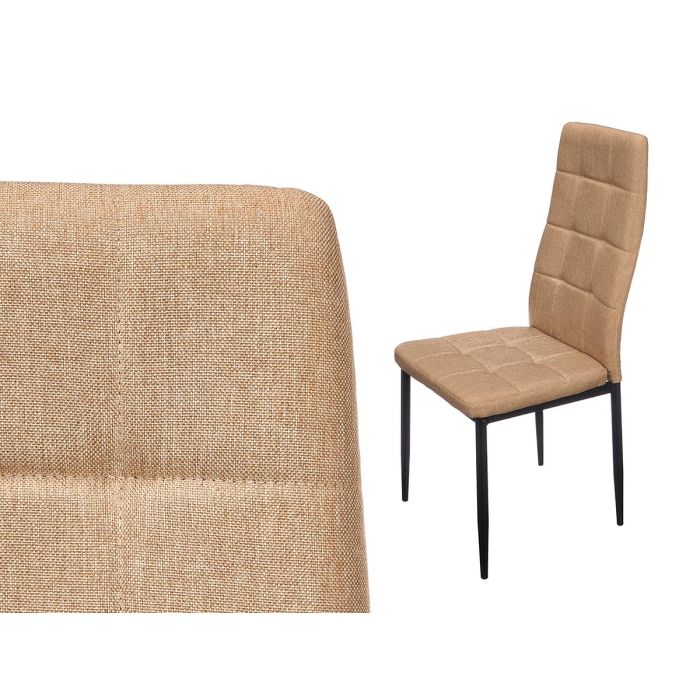 Giftdecor Silla Respaldo Alto Loneta Beige 64x10x43cm (Set de 4)