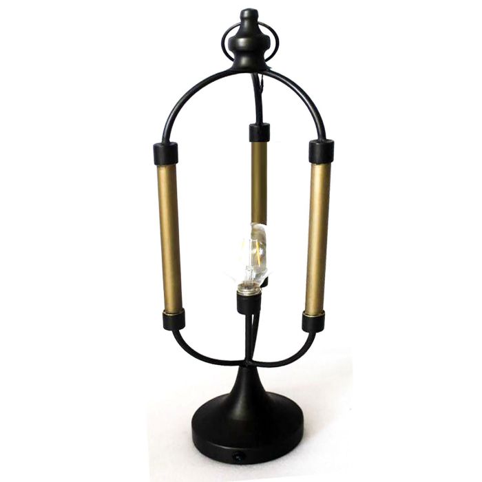 DKD Home Decor Decoración Luminosa Loft LED Metal Dorado y Negro 61 cm Alto Funciona con Pilas