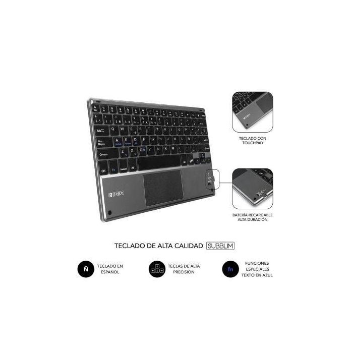 SUBBLIM Funda con Teclado Bluetooth Touchpad KeyTab Pro 9,6" a 10,8" TOUCHPAD Negra 4 SUBBLIM Funda con Teclado Bluetooth Touchpad KeyTab Pro 9,6" a 10,8" TOUCHPAD Negra 4