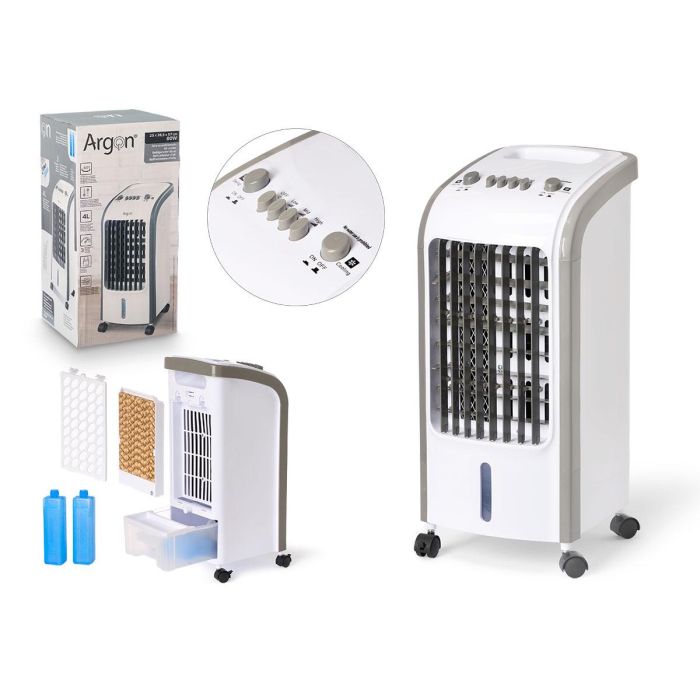 Argon Aire Acondicionado Portátil 80W 4L, Blanco/Gris, 24.5x53.6x26.5 cm, 3 Velocidades, Oscilación Automática Argon Aire Acondicionado Portátil 80W 4L, Blanco/Gris, 24.5x53.6x26.5 cm, 3 Velocidades, Oscilación Automática