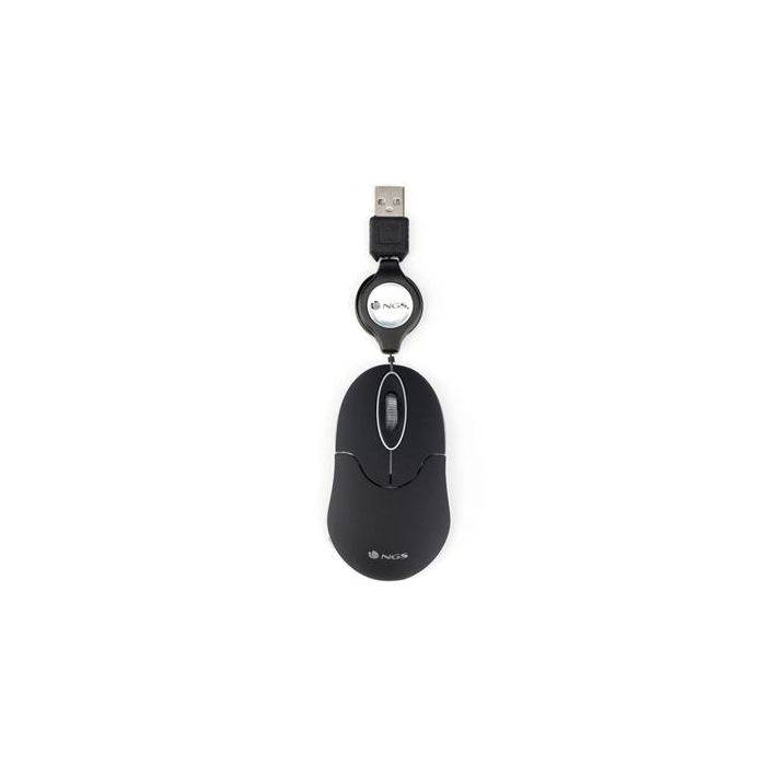 NGS SIN Ratón Óptico USB con Cable, 1000 DPI, 3 Botones, Retráctil, Negro NGS SIN Ratón Óptico USB con Cable, 1000 DPI, 3 Botones, Retráctil, Negro