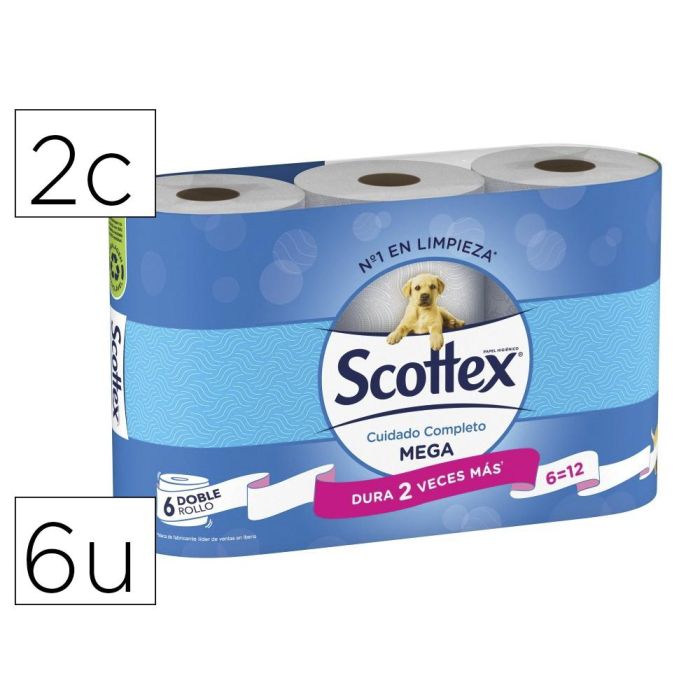 Papel Higienico Scottex Megarrollo Doble Largo 2 Capas Paquete De 6 Rollos