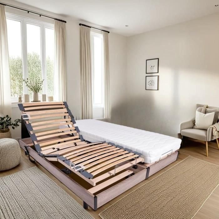 Conjunto colchón relax + somier eléctrico 2x90x200 - Espuma - Firme - TALCA Hecho en Francia Conjunto colchón relax + somier eléctrico 2x90x200 - Espuma - Firme - TALCA Hecho en Francia