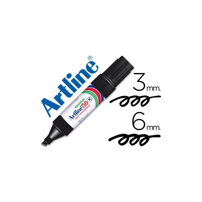 Rotulador Artline Marcador Permanente Ek-50 Negro Punta Biselada 6 mm Papel Metal Y Cristal 12 unidades