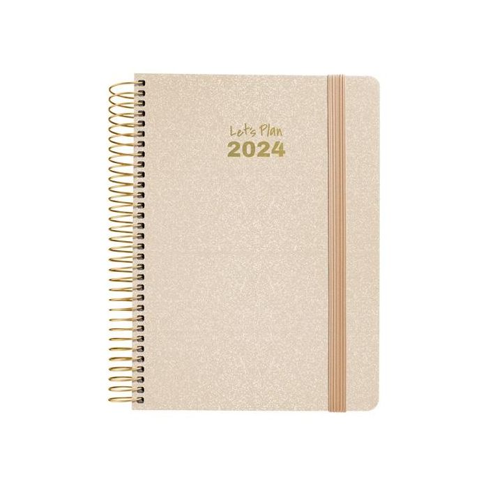 Grafoplas agenda anual metallic espiral d/p 15x21cm cierre c/goma 2024 arena Grafoplas agenda anual metallic espiral d/p 15x21cm cierre c/goma 2024 arena