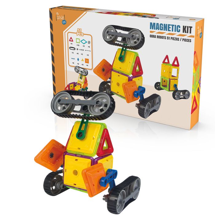 Magnetic Kit Obra Robots 51 Piezas Tachan