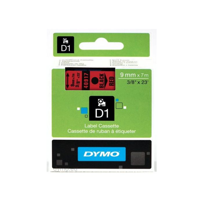 Dymo Cinta De Transferencia Termica D1 40917, Negro Sobre Rojo De 9M, De Plástico