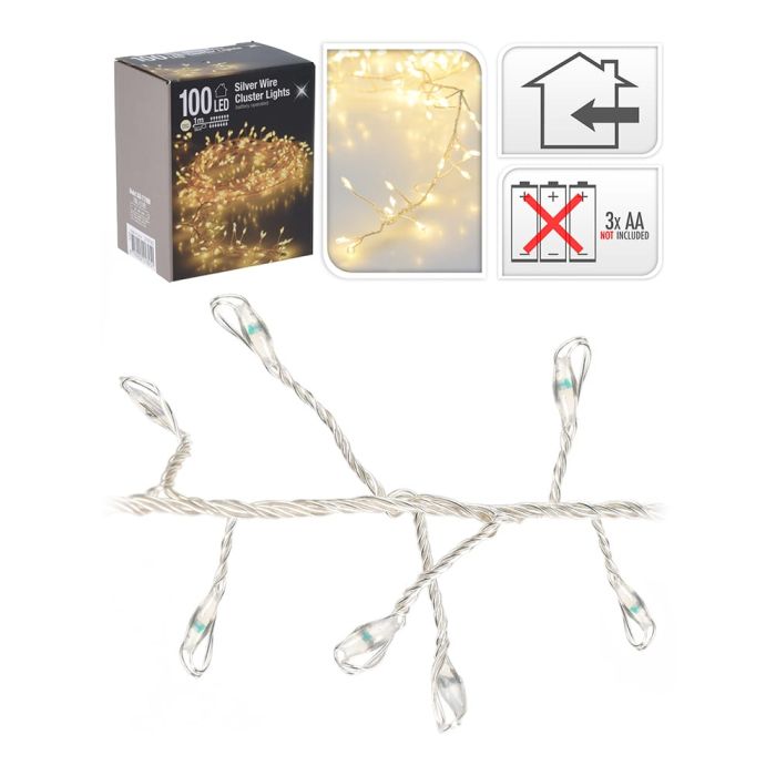 Guirnalda a pilas tipo espino 100 leds blanco calido 1,5m 1