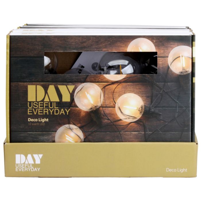Cadena de luz con 10 led y caja de batería ip44 negra day 5