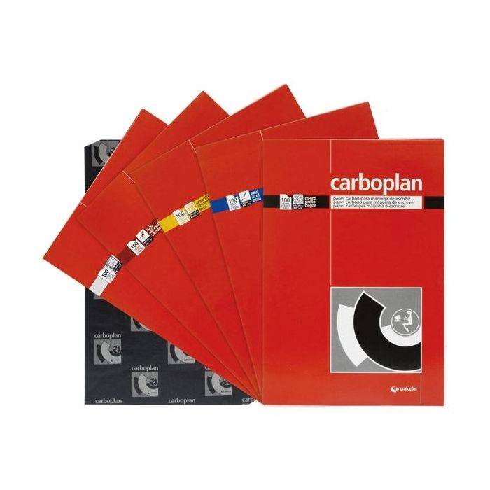 Grafoplas papel carbon carboplan caja 100 hojas negro