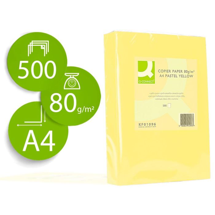 Papel Color Q-Connect Din A4 80 gr Amarillo Paquete De 500 Hojas