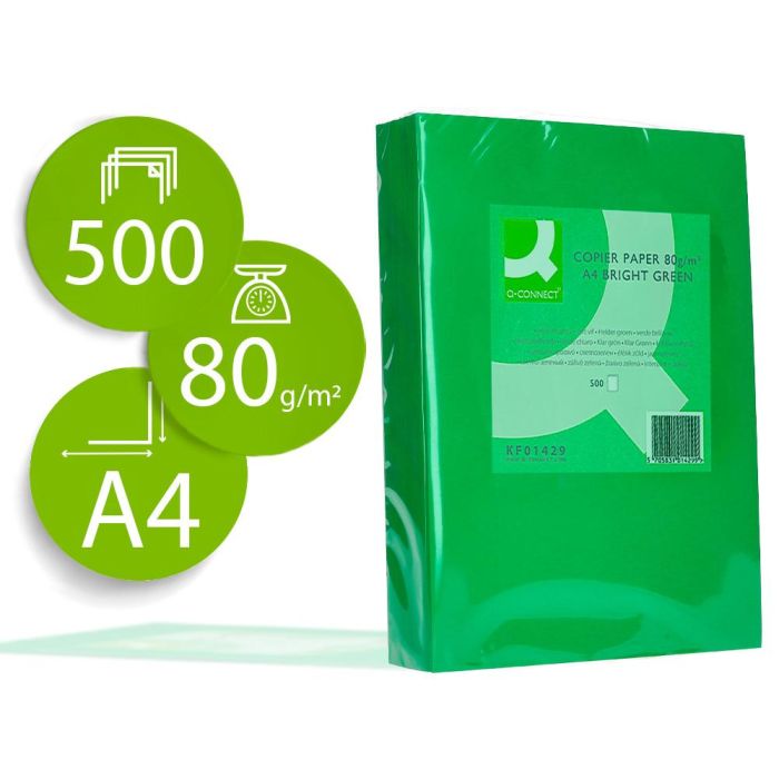 Papel Color Q-Connect Din A4 80 gr Verde Intenso Paquete De 500 Hojas