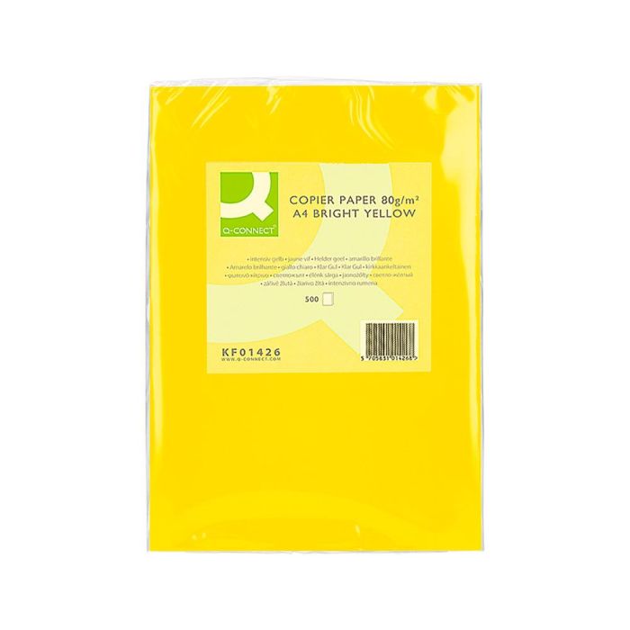 Papel Color Q-Connect Din A4 80 gr Amarillo Intenso Paquete De 500 Hojas 1