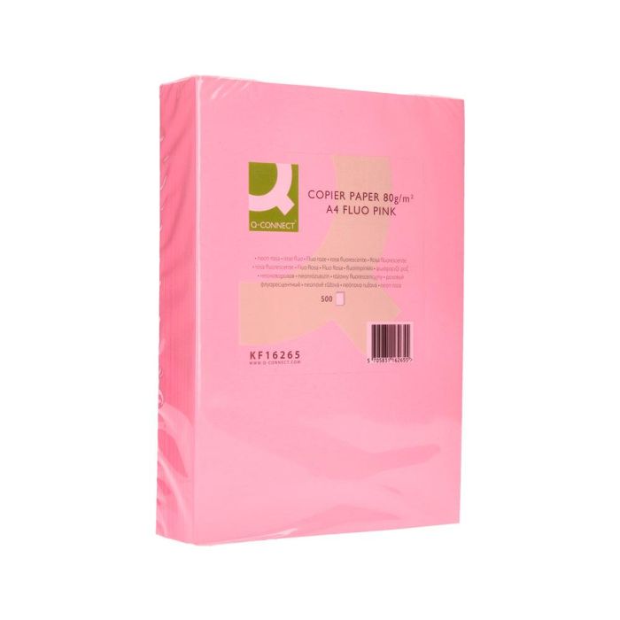 Papel Color Q-Connect Din A4 80 gr Rosa Neon Paquete De 500 Hojas 2