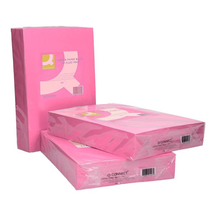 Papel Color Q-Connect Din A4 80 gr Rosa Neon Paquete De 500 Hojas 4