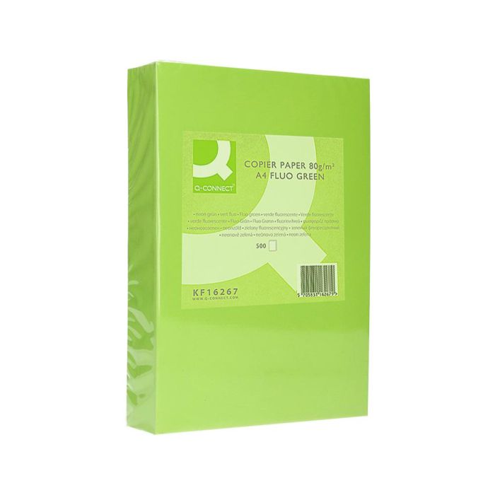 Papel Color Q-Connect Din A4 80 gr Verde Neon Paquete De 500 Hojas 2