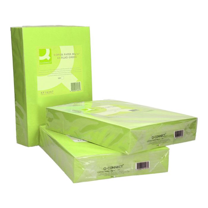 Papel Color Q-Connect Din A4 80 gr Verde Neon Paquete De 500 Hojas 4