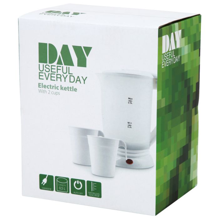 Hervidor 0.5l 550/650w con 2 tazas blanco day 1