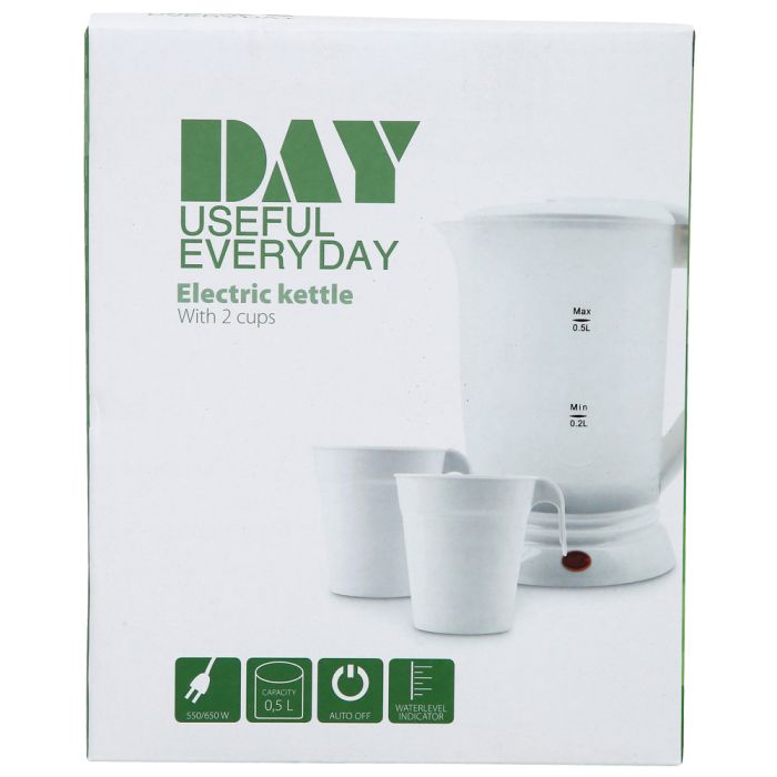 Hervidor 0.5l 550/650w con 2 tazas blanco day 6