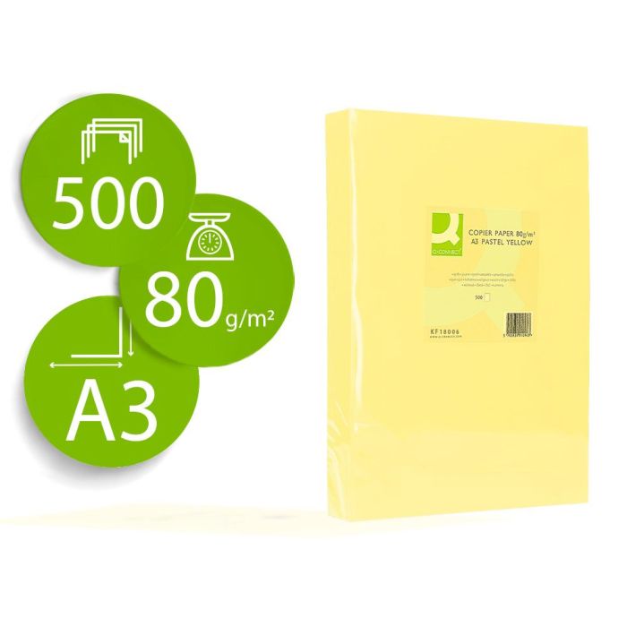 Papel Color Q-Connect Din A3 80 gr Amarillo Paquete De 500 Hojas