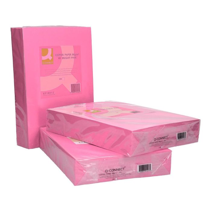 Papel Color Q-Connect Din A3 80 gr Rosa Intenso Paquete De 500 Hojas 4