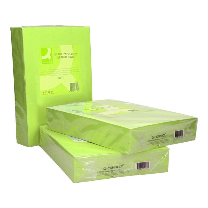 Papel Color Q-Connect Din A3 80 gr Verde Neon Paquete De 500 Hojas 4