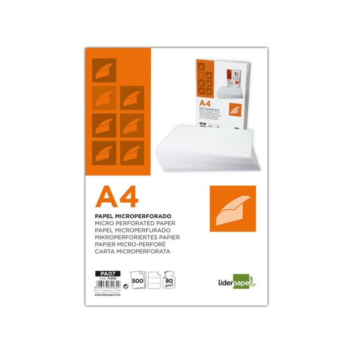 Papel Liderpapel A4 80 gr-M2 Liso Microperforado En Tres Partes Iguales Paquete De 500 Hojas 1