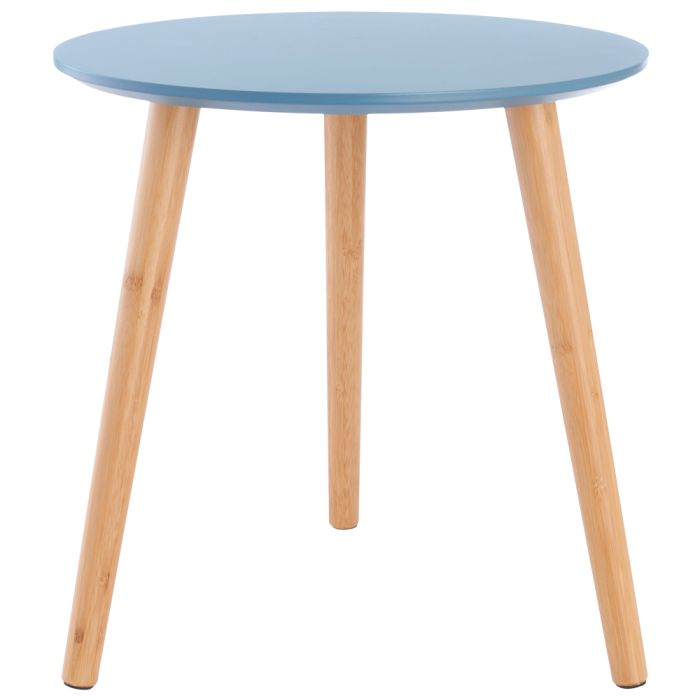 Mesa auxiliar de madera mdf y bambú (ø40h40cm) tapiz azul/bambú day