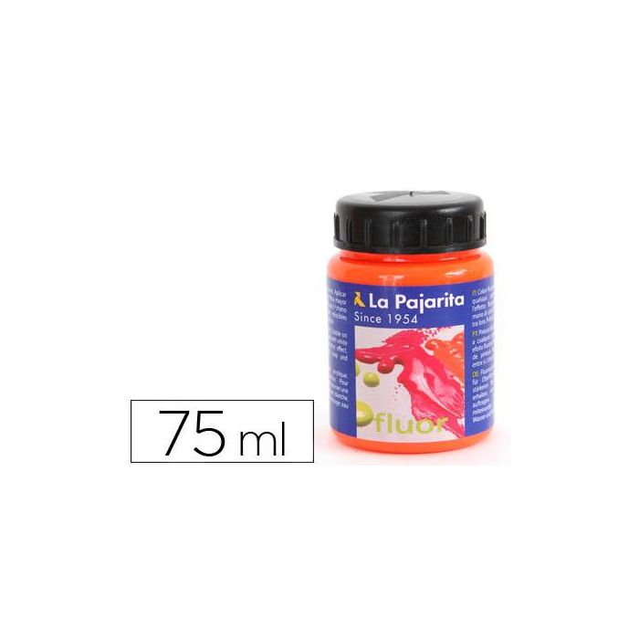 Pintura Acrilica La Pajarita F-02 Naranja Fluorescente 75 mL 6 unidades