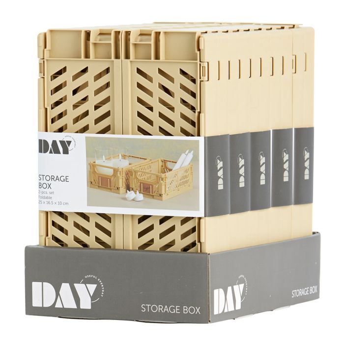 Conjunto de 2 cajas de almacenamiento plegables 25x16.5x10cm arena amarilla day 3