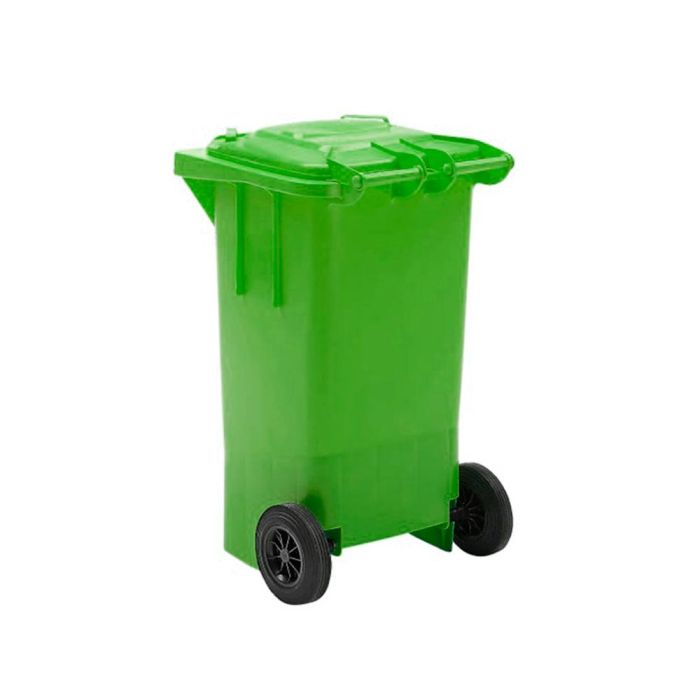 Papelera Contenedor Q-Connect Plastico Verde Para Envases De Vidrio 100 L Con Tapa Y Ruedas 750x470X370 mm 4