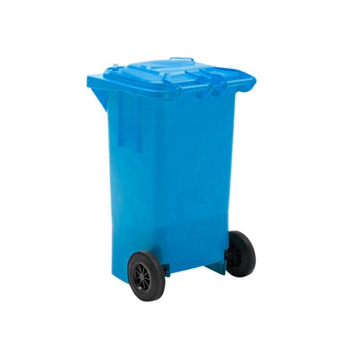 Papelera Contenedor Q-Connect Plastico Azul Para Papel Y Carton 100 L Con Tapa Y Ruedas 750x470X370 mm 4