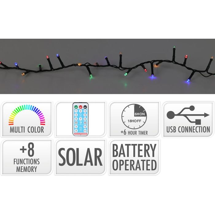 Guirnalda led, 13 funciones parpadeante multicolor, solar