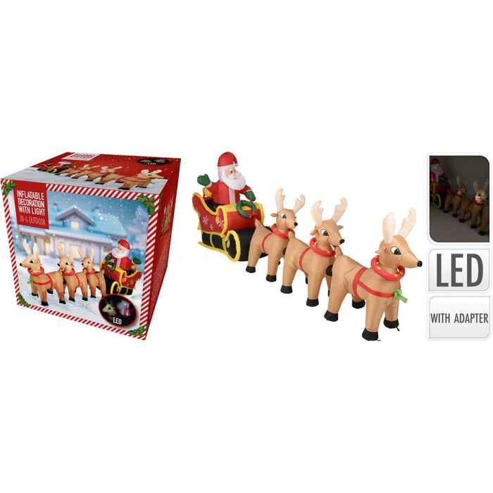 Inflable santa con renos con led 340 x 82 x 133 cm Inflable santa con renos con led 340 x 82 x 133 cm