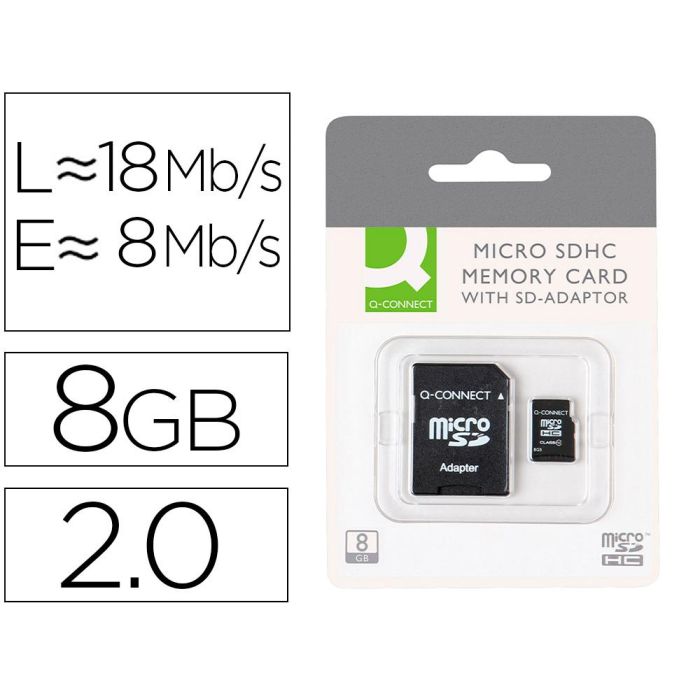 Memoria Sd Micro Q-Connect Flash 8 grb Clase 4 Con Adaptador