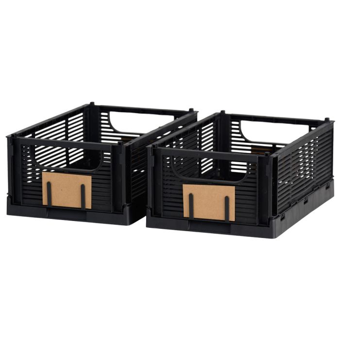 Caja de almacenamiento plegable set de 2 piezas 25x16.5x10cm negro 2