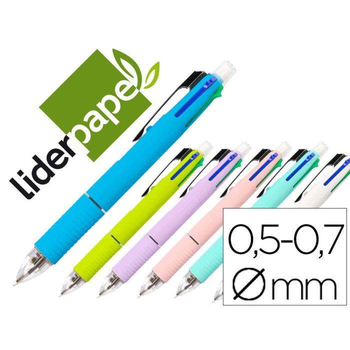 Boligrafo Liderpapel 5 En 1 Azul Negro Rojo Verde 0,7M Y Portaminas 0,5 mm 36 unidades