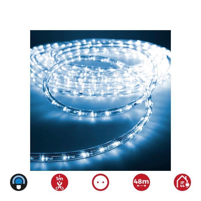 Tubo flexible 2 vias fijo 48m. 30 led/m ip44 azul