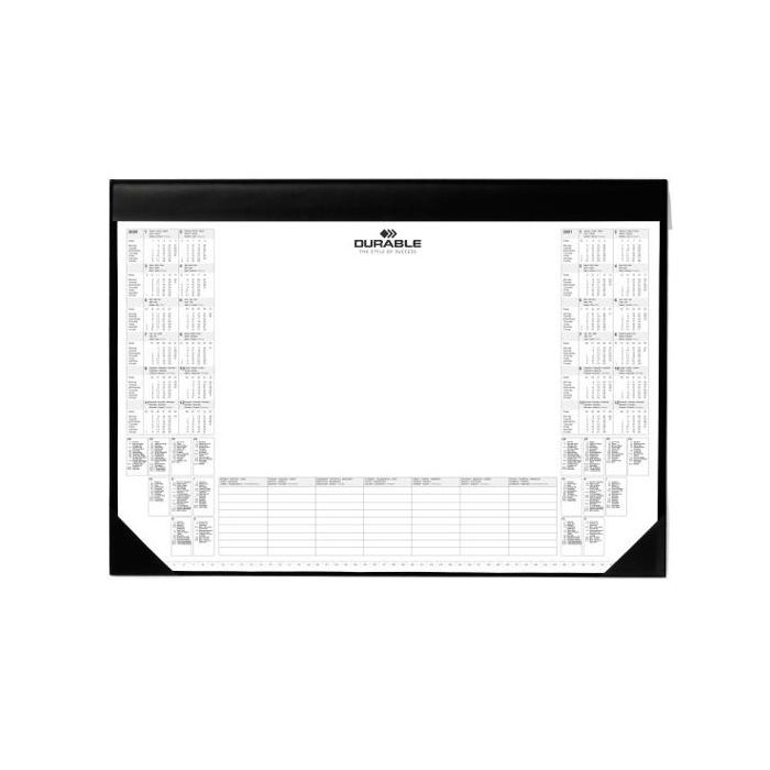 Durable vade con calendario bianual 25h antideslizante 590x420mm negro